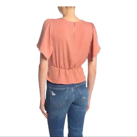 Astr the label short sleeve front twist top blouse size medium elastic waist - Picture 2 of 12